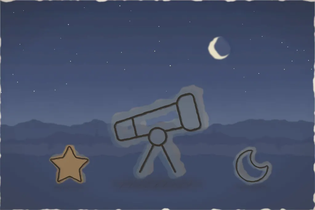 Foișorul cu telescop, într-o noapte senină (ilustrație)